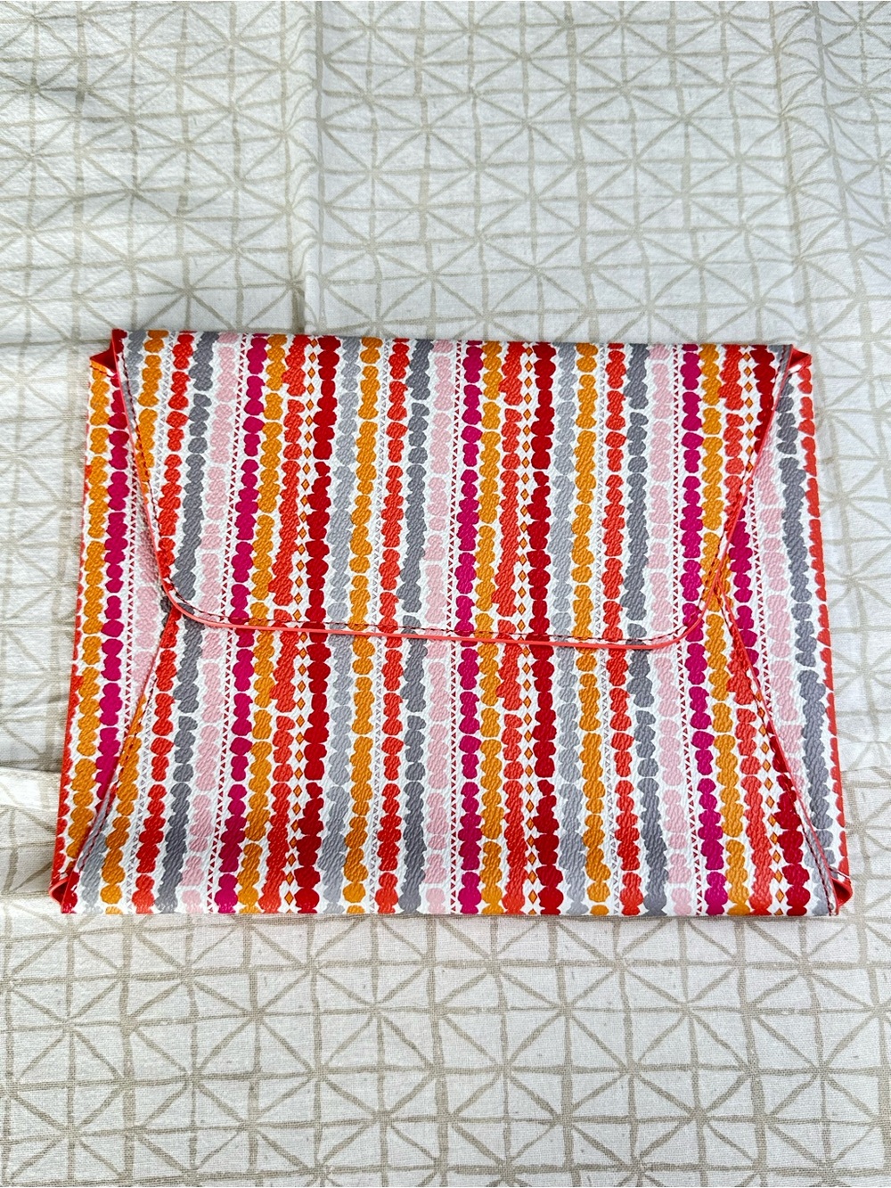 NWOT Vera Bradley Pink Red Orange Striped Envelope Clutch